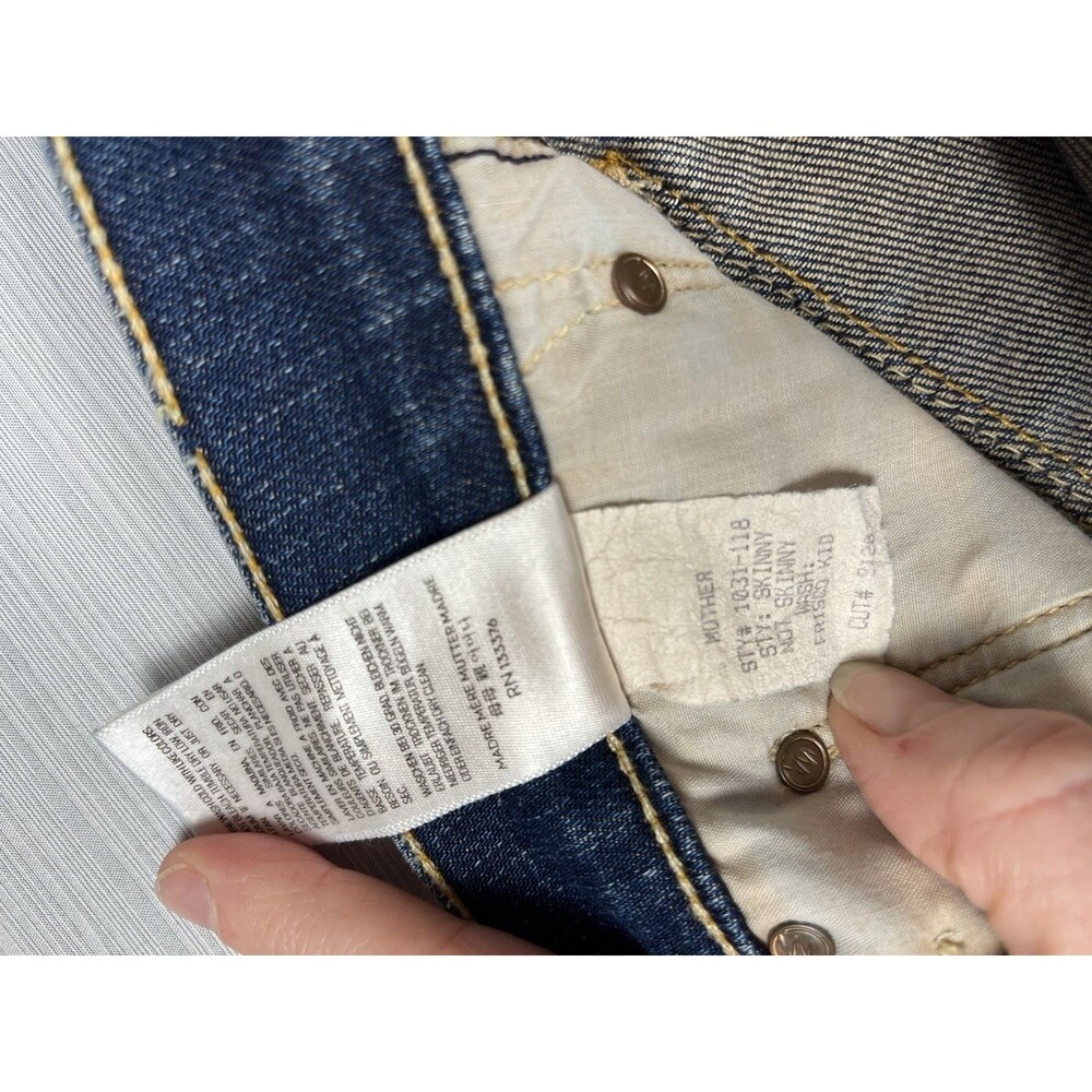 Mother Jeans Womens 27 Blue The Looker Skinny Mid Rise Stretch Dark Wash Denim - Picture 10 of 14